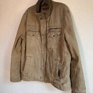 Levi's🤘🏽Canvas Trucker Jacket \\ Size L // Quilted Lining \\ Barn Coat Utility